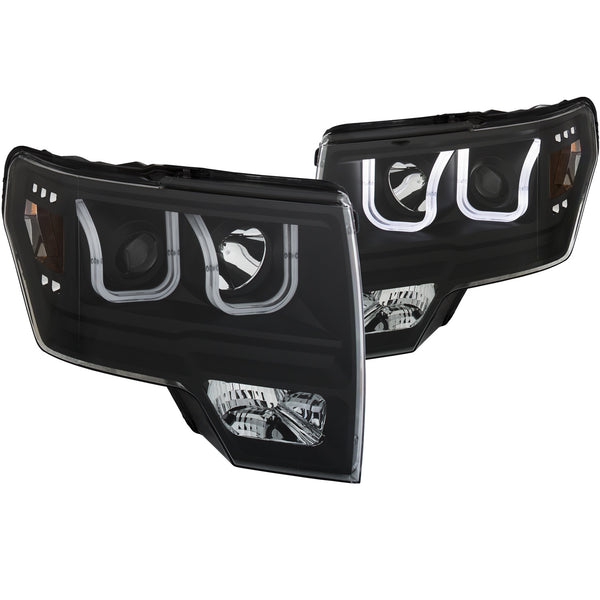 ANZO USA Projector Headlight Set for 2010-2012 Ford F-150 Harley-Davidson Edition - 111351 - (2012 2011 2010)