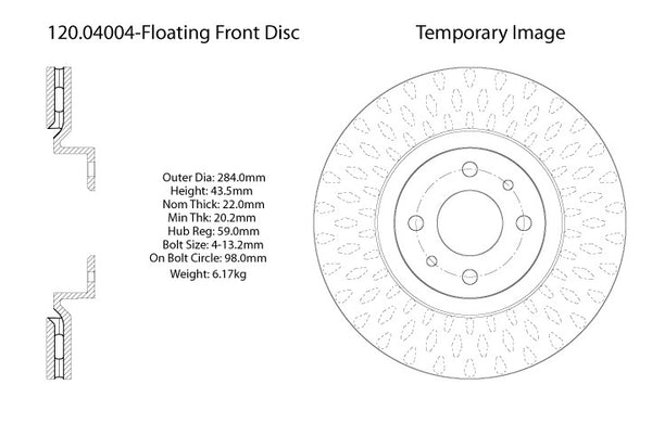 Centric Premium Front Pair Brake Rotors 2014-2016 Fiat 500 ABARTH [Sub Models]- 120.04004 - (2016 2015 2014)