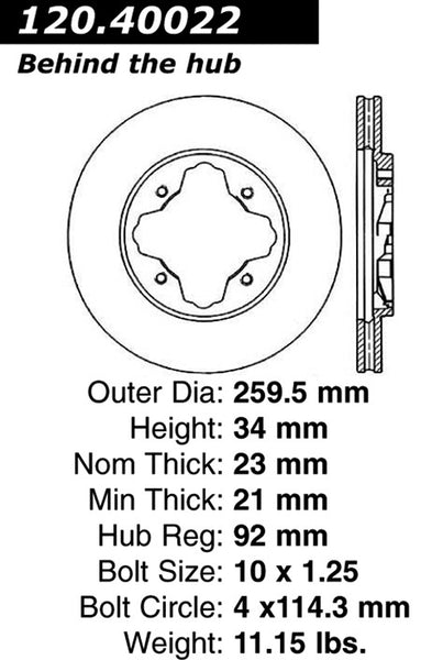 Centric Premium Front Pair Brake Rotors 1991-1994 Honda ACCORD [Sedan;]- 120.40022 - (1994 1993 1992 1991)