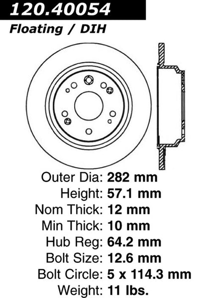 Centric Premium Rear Pair Brake Rotors 2002-2004 Acura RL - 120.40054 - (2004 2003 2002)