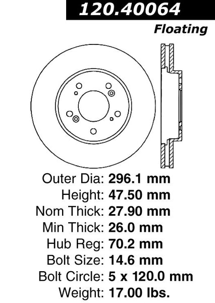 Centric Premium Front Pair Brake Rotors 2005-2010 Honda ODYSSEY - 120.40064 - (2010 2009 2008 2007 2006 2005)