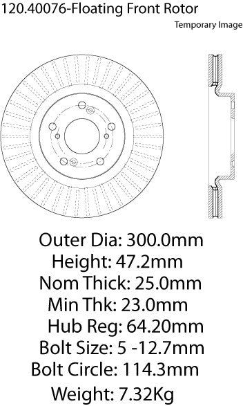 Centric Premium Front Pair Brake Rotors 2012-2016 Honda CR-V [FWD;]- 120.40076 - (2016 2015 2014 2013 2012)