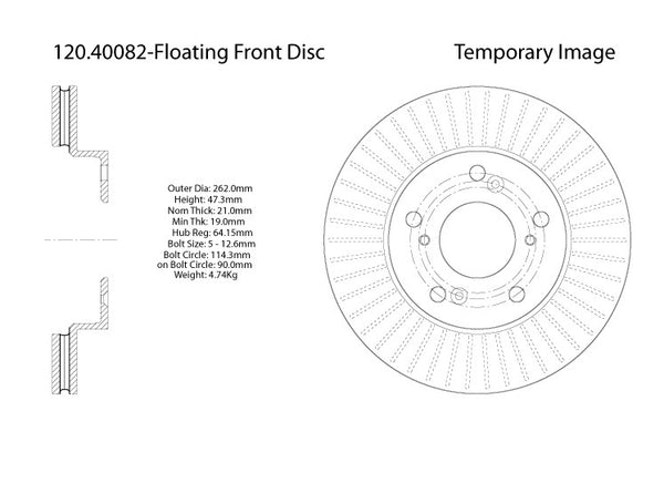 Centric Premium Front Pair Brake Rotors 2014-2015 Honda CIVIC HYBRID-L [262mm Front Disc]- 120.40082 - (2015 2014)