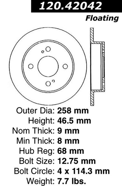 Centric Premium Rear Pair Brake Rotors 1994-1998 Nissan 240SX [Non-ABS; 4 Lug]- 120.42042 - (1998 1997 1996 1995 1994)