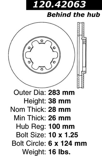 Centric Premium Front Pair Brake Rotors 2003-2004 Nissan FRONTIER [4WD;]- 120.42063 - (2004 2003)