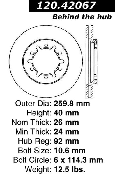 Centric Premium Front Pair Brake Rotors 1999-1999 Nissan FRONTIER L4 2.4 [RWD; Front 4/99]- 120.42067 - (1999)