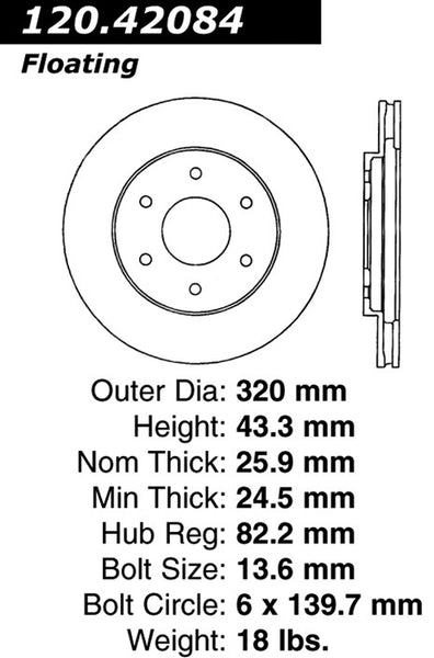 Centric Premium Front Pair Brake Rotors 2004-2004 Nissan PATHFINDER V8 5.6 - 120.42084 - (2004)