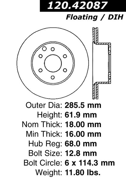 Centric Premium Rear Pair Brake Rotors 2009-2012 Suzuki EQUATOR - 120.42087 - (2012 2011 2010 2009)