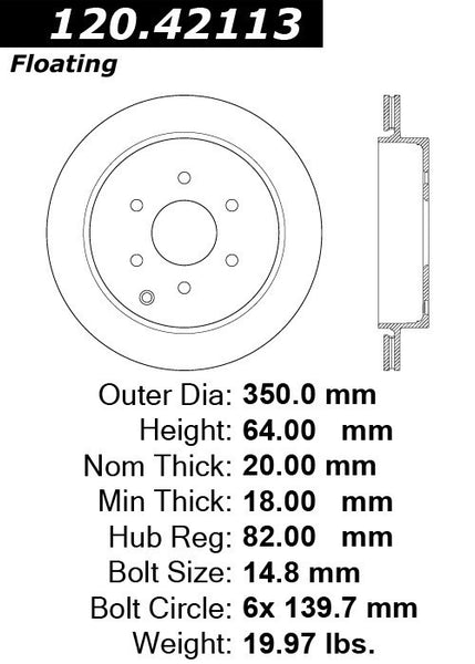 Centric Premium Rear Pair Brake Rotors 2011-2013 Infiniti QX56 - 120.42113 - (2013 2012 2011)