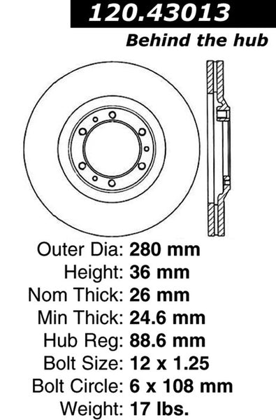 Centric Premium Front Pair Brake Rotors 1995-1995 Honda PASSPORT L4 2.6 [Front 12/95]- 120.43013 - (1995)