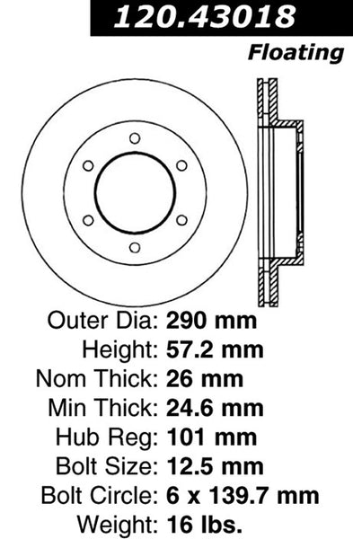 Centric Premium Front Pair Brake Rotors 2002-2002 Honda PASSPORT - 120.43018 - (2002)