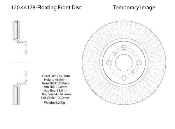 Centric Premium Front Pair Brake Rotors 2012-2015 Toyota YARIS [Rear Disc Brakes;]- 120.44178 - (2015 2014 2013 2012)