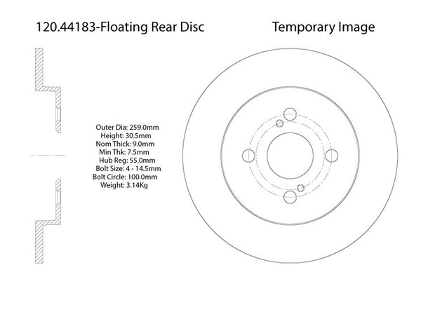 Centric Premium Rear Pair Brake Rotors 2012-2015 Toyota YARIS [Rear Disc Brakes;]- 120.44183 - (2015 2014 2013 2012)