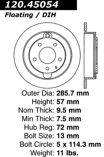 Centric Premium Rear Pair Brake Rotors 1995-2002 Mazda MILLENIA - 120.45054 - (2002 2001 2000 1999 1998 1997 1996 1995)