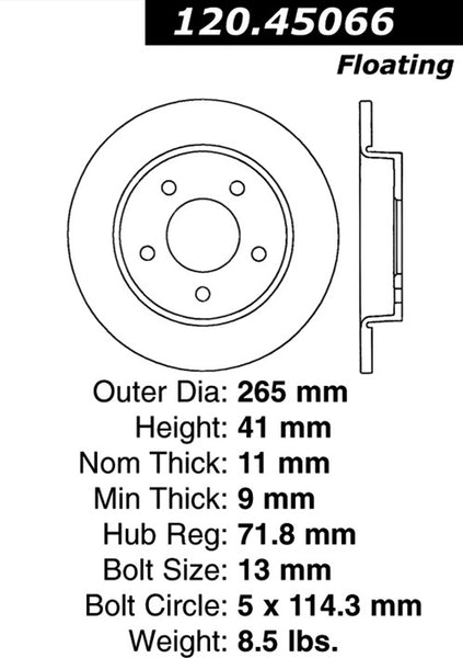 Centric Premium Rear Pair Brake Rotors 2008-2009 Mazda 3 I L4 2.0 - 120.45066 - (2009 2008)