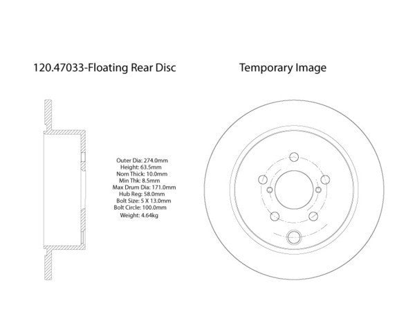 Centric Premium Rear Pair Brake Rotors 2012-2014 Subaru IMPREZA SPORT LIMITED - 120.47033 - (2014 2013 2012)