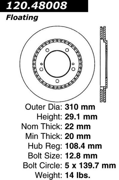 Centric Premium Front Pair Brake Rotors 2002-2006 Suzuki XL-7 - 120.48008 - (2006 2005 2004 2003 2002)