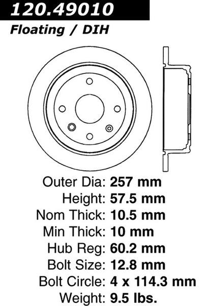 Centric Premium Rear Pair Brake Rotors 2005-2008 Suzuki RENO - 120.49010 - (2008 2007 2006 2005)