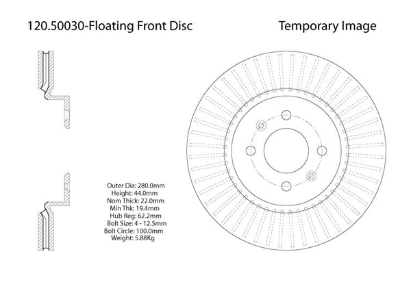 Centric Premium Front Pair Brake Rotors 2012-2016 Kia RIO SX - 120.50030 - (2016 2015 2014 2013 2012)