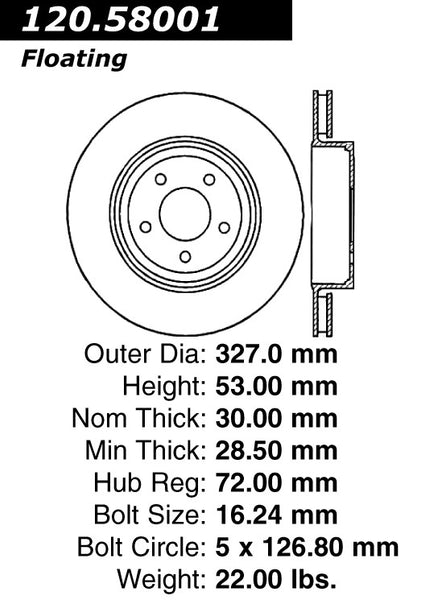 Centric Premium Front Pair Brake Rotors 2006-2010 Jeep GRAND CHEROKEE LIMITED - 120.58001 - (2010 2009 2008 2007 2006)