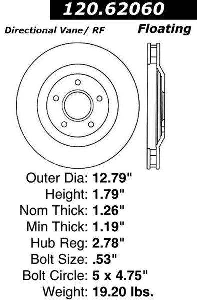 Centric Premium Front Pair Brake Rotors 2008-2008 Cadillac XLR BASE - 120.62060 - (2008)