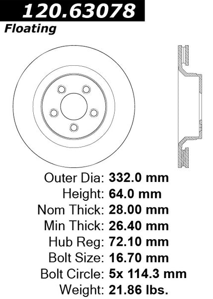 Centric Premium Front Pair Brake Rotors 2012-2012 Jeep LIBERTY [Heavy Duty Brakes]- 120.63078 - (2012)