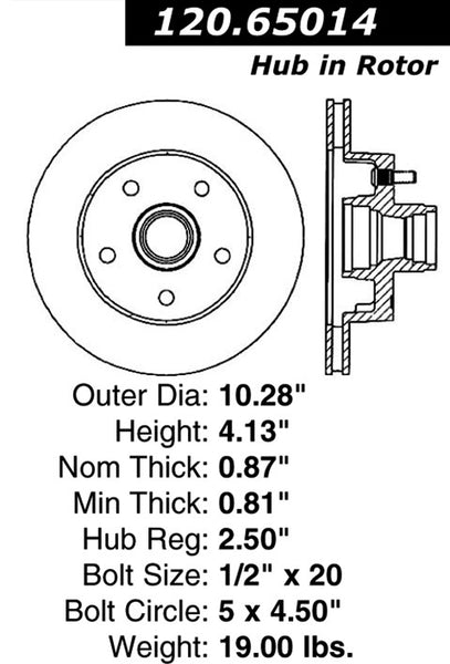 Centric Premium Front Pair Brake Rotors 1994-1994 Mazda B3000 [RWD;]- 120.65014 - (1994)