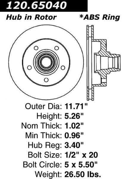 Centric Premium Front Pair Brake Rotors 2002-2002 Ford E-150 ECONOLINE - 120.65040 - (2002)