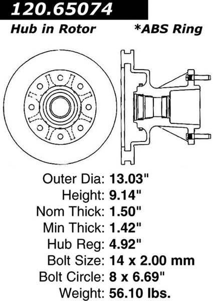 Centric Premium Front Pair Brake Rotors 1999-2002 Ford F-350 SUPER DUTY [RWD; DRW]- 120.65074 - (2002 2001 2000 1999)