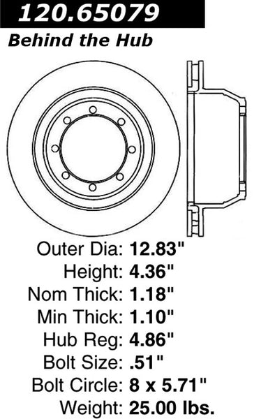 Centric Premium Rear Pair Brake Rotors 1999-2000 Ford E-350 ECONOLINE CLUB WAGON [DRW]- 120.65079 - (2000 1999)