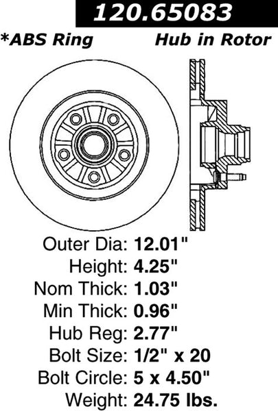 Centric Premium Front Pair Brake Rotors 2003-2003 Ford EXPLORER SPORT XLT [2-Door; RWD;]- 120.65083 - (2003)