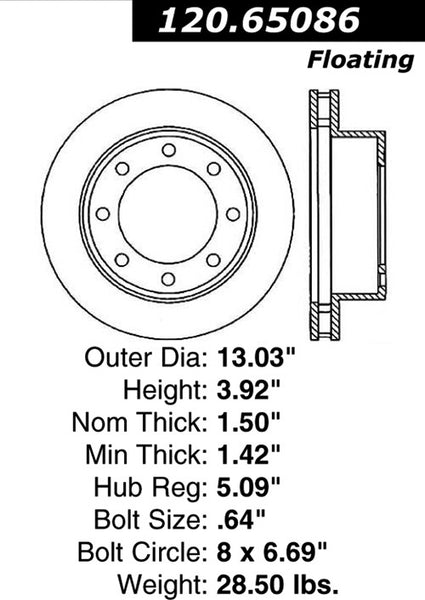 Centric Premium Front Pair Brake Rotors 2000-2004 Ford F-350 SUPER DUTY [4WD;]- 120.65086 - (2004 2003 2002 2001 2000)