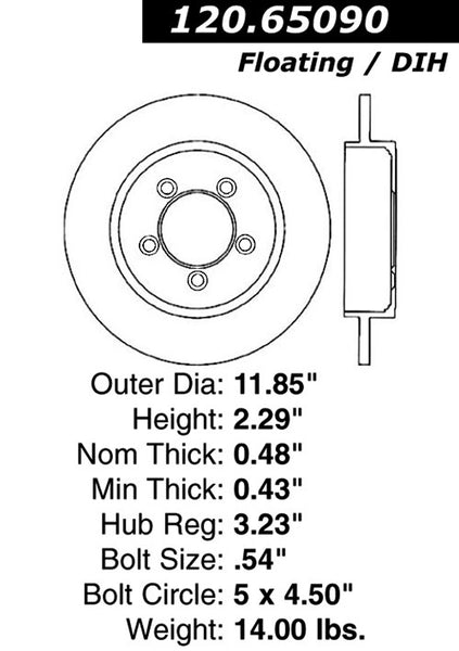 Centric Premium Rear Pair Brake Rotors 2002-2010 Mercury MOUNTAINEER - 120.65090 - (2010 2009 2008 2007 2006 2005 2004 2003 2002)