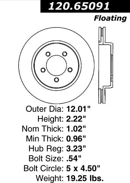 Centric Premium Front Pair Brake Rotors 2004-2005 Ford EXPLORER - 120.65091 - (2005 2004)