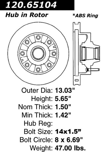 Centric Premium Front Pair Brake Rotors 2003-2004 Ford F-350 SUPER DUTY [RWD; SRW]- 120.65104 - (2004 2003)