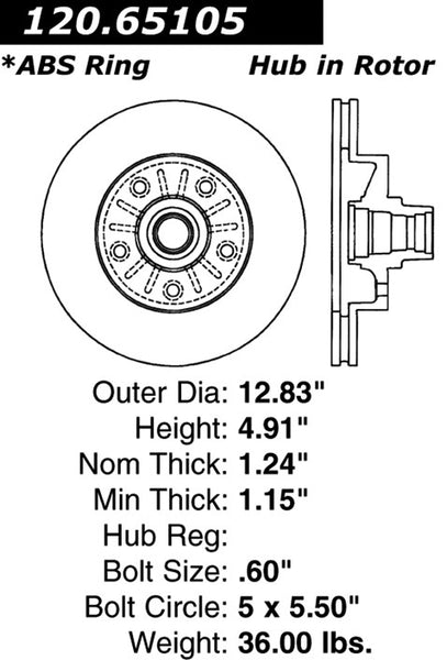 Centric Premium Front Pair Brake Rotors 2006-2006 Ford E-150 - 120.65105 - (2006)