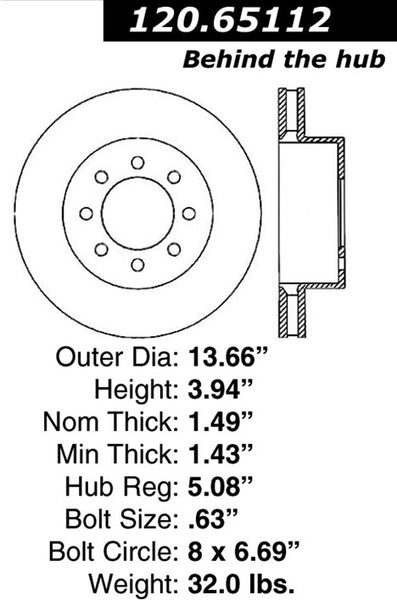 Centric Premium Front Pair Brake Rotors 2010-2010 Ford F-250 SUPER DUTY [4WD; Front 2/22/10 - To 7/24/11]- 120.65112 - (2010)