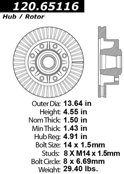 Centric Premium Front Pair Brake Rotors 2005-2007 Ford F-350 SUPER DUTY [RWD; SRW]- 120.65116 - (2007 2006 2005)