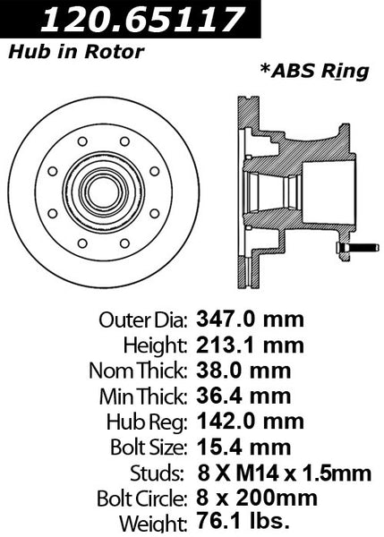 Centric Premium Front Pair Brake Rotors 2005-2007 Ford F-350 SUPER DUTY [RWD; DRW]- 120.65117 - (2007 2006 2005)