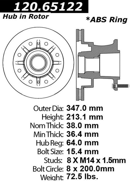 Centric Premium Front Pair Brake Rotors 2007-2012 Ford F-350 SUPER DUTY [RWD; DRW]- 120.65122 - (2012 2011 2010 2009 2008 2007)