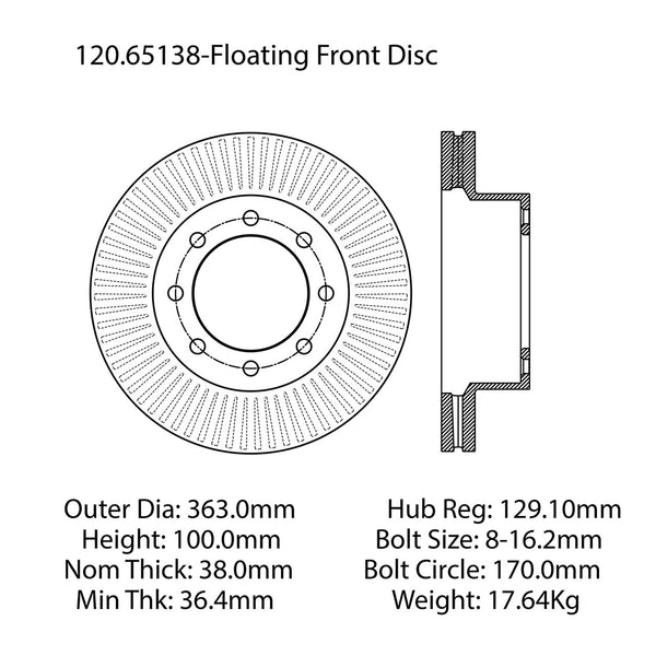 Centric Premium Front Pair Brake Rotors 2012-2014 Ford F-350 SUPER DUTY [4WD; Front 10/22/12 - To 2014]- 120.65138 - (2014 2013 2012)