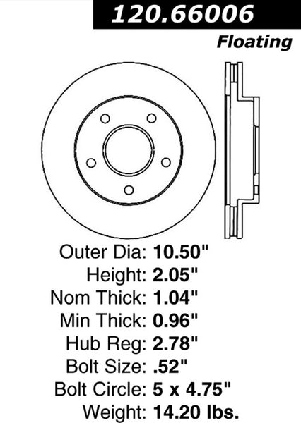 Centric Premium Front Pair Brake Rotors 1991-1997 GMC SONOMA [4WD;]- 120.66006 - (1997 1996 1995 1994 1993 1992 1991)