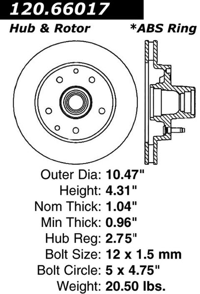 Centric Premium Front Pair Brake Rotors 1995-1997 GMC JIMMY [RWD;]- 120.66017 - (1997 1996 1995)