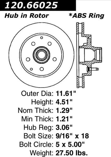 Centric Premium Front Pair Brake Rotors 1996-2002 GMC SAVANA 1500 - 120.66025 - (2002 2001 2000 1999 1998 1997 1996)