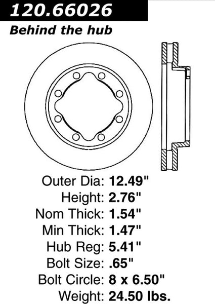 Centric Premium Front Pair Brake Rotors 1992-2000 GMC K3500 [317mm dia]- 120.66026 - (2000 1999 1998 1997 1996 1995 1994 1993 1992)