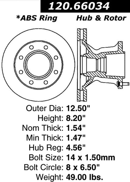 Centric Premium Front Pair Brake Rotors 1996-2002 Chevrolet EXPRESS 3500 [DRW]- 120.66034 - (2002 2001 2000 1999 1998 1997 1996)