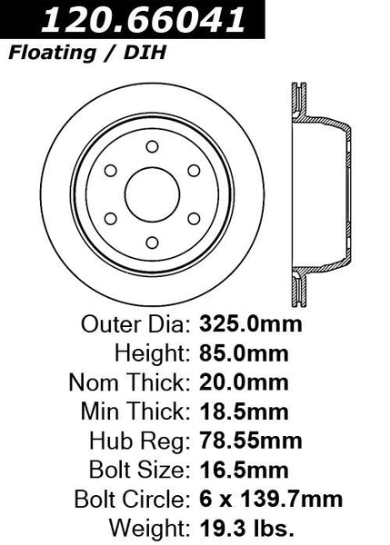 Centric Premium Rear Pair Brake Rotors 2000-2000 Chevrolet TAHOE [4WD; Rear Disc Brakes; Excl Limited Slip Axle]- 120.66041 - (2000)