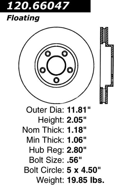 Centric Premium Front Pair Brake Rotors 2002-2004 Chevrolet VENTURE [AWD;]- 120.66047 - (2004 2003 2002)