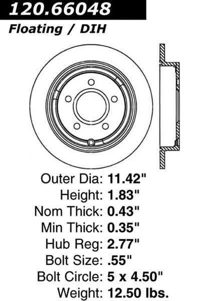 Centric Premium Rear Pair Brake Rotors 2002-2004 Pontiac MONTANA [AWD; Rear Disc Brakes;]- 120.66048 - (2004 2003 2002)