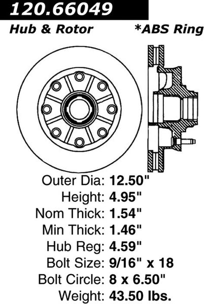 Centric Premium Front Pair Brake Rotors 2001-2001 Chevrolet EXPRESS 3500 [G31405 Chassis; SRW]- 120.66049 - (2001)